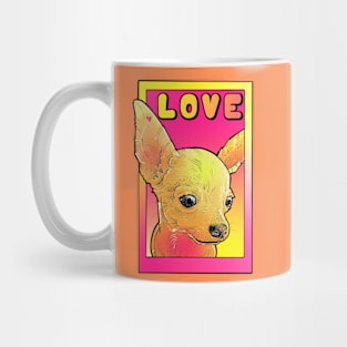 chihuahua love! pink and yellow pop art poster style Mug